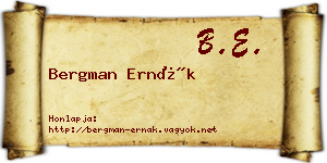 Bergman Ernák névjegykártya